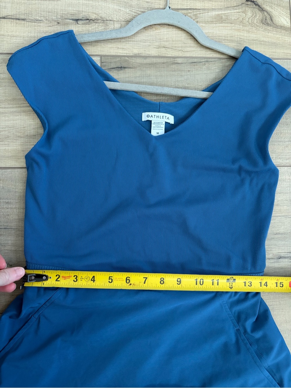 Athleta Ryder Cap Sleeve V Neck Midi Jay Blue Fit and Flare Dress Medium - Picture 8 of 10